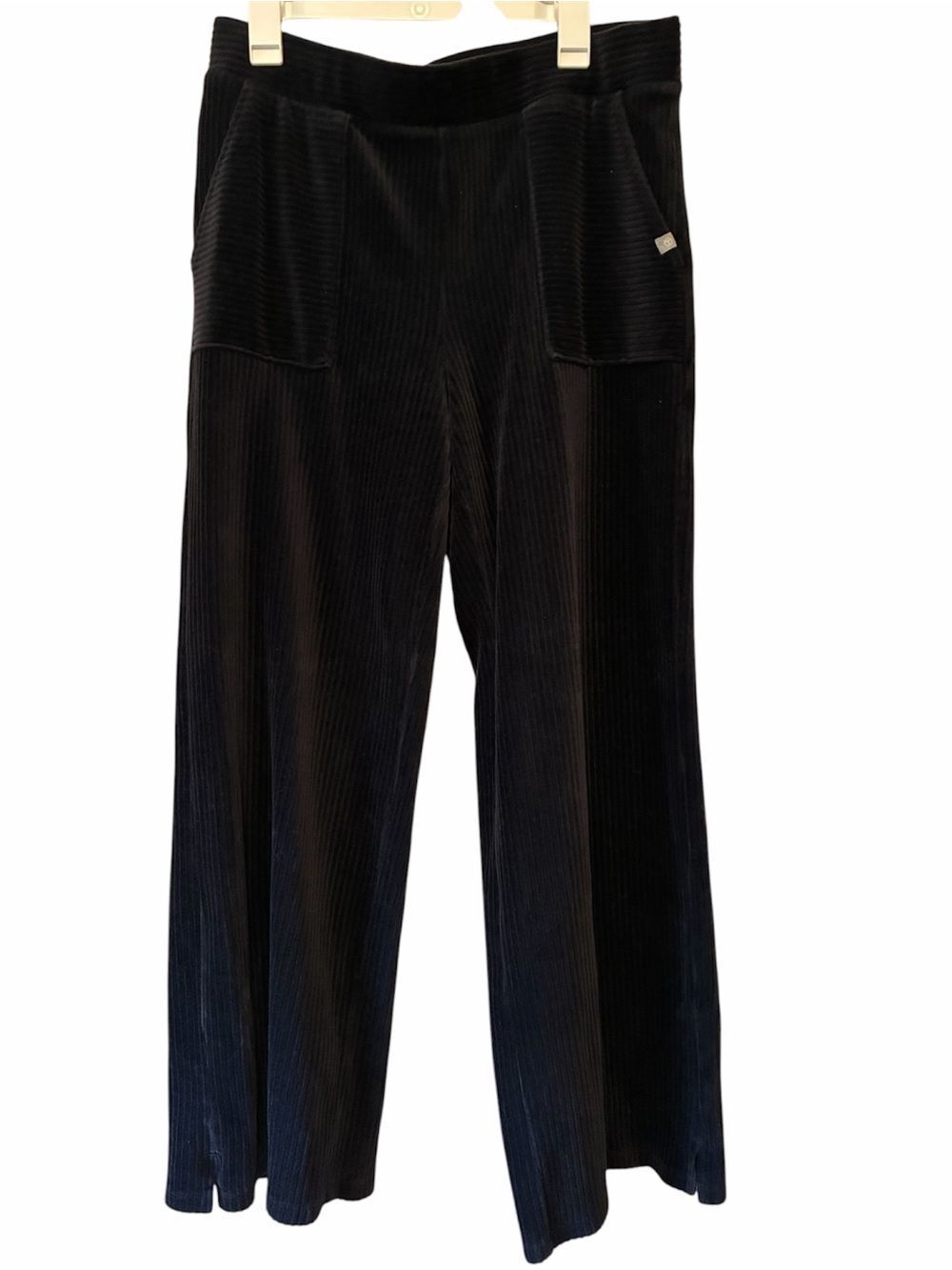 T by Talbots Sky Lounge Velour Wide‑Leg Pants – Black – Size Large